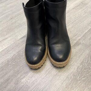 Dolce Vita Black Leather Ankle Boots with Tan Sole